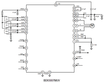 Application Circuit Diagram - ROHM Semiconductor BD630xx 3-Phase Brushless Motor Drivers